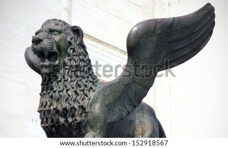 VENICE - SEPTEMBER 8: Close up of Golden Lion statue at 69th Venice Film Festival on September 8, 2012 in Venice, Italy.