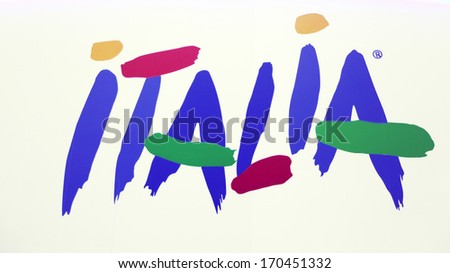 MILAN, ITALY - FEBRUARY 15, 2013: Photo of the brand new logo representing Italy at BIT, International Tourism Exchange Exhibition.