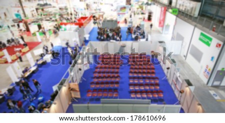 Intentionally blurred trade show background