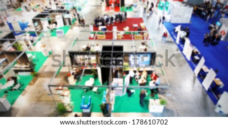 Intentionally blurred trade show background