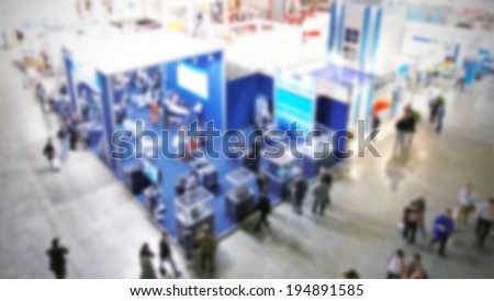 Abstract trade show panoramic view, intentionally blurred post production