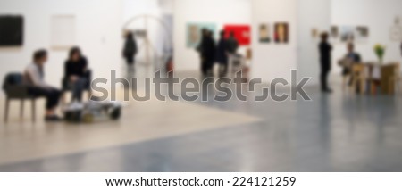 Art exhibition gallery abstract background, intentionally blurred post production.