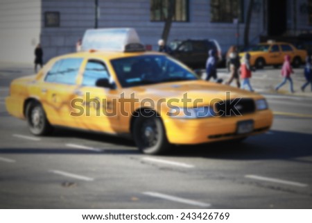 Taxi in New York City. Intentionally blurred post production.