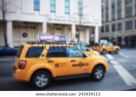 Taxi in New York. Intentionally blurred post production.