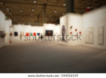 Art gallery show background. Intentionally blurred post production.