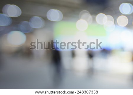 Interiors abstract lights, generic trade show background. Intentionally blurred post production.