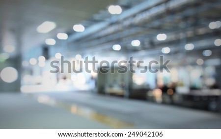 View of trade show interiors. Intentionally blurred post production.