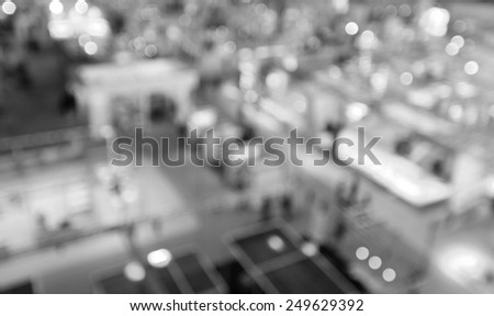 Fair show lights. Intentionally blurred post production background. Black and white.