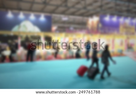 Trade show generic background. Intentionally blurred editing post production background.