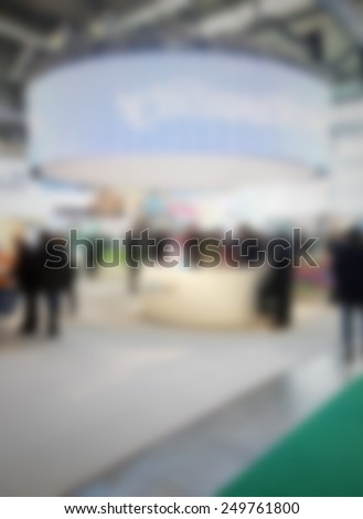 Trade show background. Intentionally blurred editing post production background.