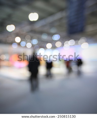 Trade show lights background. Intentionally blurred editing post production.
