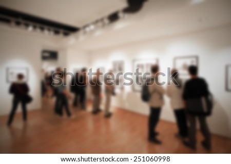 Photography gallery generic background. Intentionally blurred editing post production. People, works and location not recognizable.