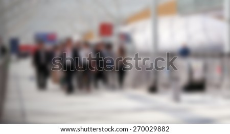 Trade show people generic background. Intentionally blurred editing post production.