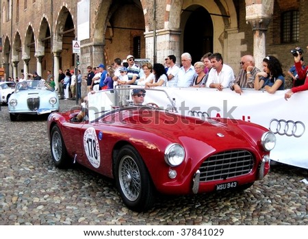 MANTUA - SEPTEMBER 18: 1957 AC ACE Bristol at veteran cars event Gran Premio Nuvolari in honor to famous Italian car champion Tazio Nuvolari on September 18, 2009 in Mantua, Italy.