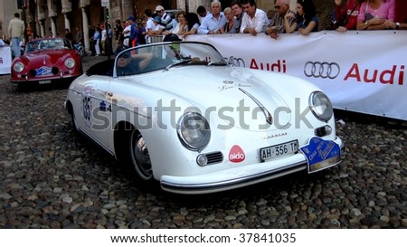 MANTUA - SEPTEMBER 18: 1955 Porsche 356A at veteran cars event Gran Premio Nuvolari in honor to famous Italian car champion Tazio Nuvolari on September 18, 2009 in Mantua, Italy.