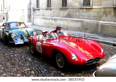 MANTUA, ITALY - SEPT. 18: A 1955 Ermini 357 Sport parades at a veteran cars event Gran Premio Nuvolari in honor of famous Italian car champion Tazio Nuvolari September 18, 2009 in Mantua, Italy.
