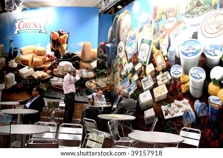 MILAN, ITALY - JUNE 10: A meeting during the show in one of the regional products stands at Tuttofood 2009, World Food Exhibition June 10, 2009 in Milan, Italy.