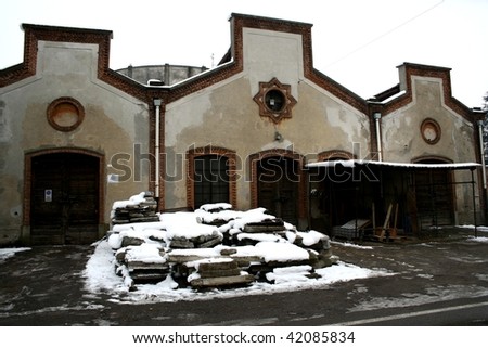 Details of late 19th century workers village UNESCO World Heritage of Crespi d'Adda, Italy.
