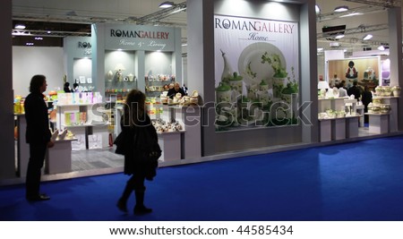 MILAN, ITALY - JANUARY 15: Visitors visit a stand dedicated to Roman gallery home products at Macef, International Home Show Exhibition January 15, 2010 in Milan, Italy.