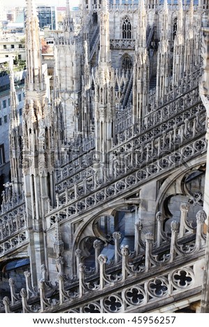 Cathedral of Duomo, gothic architecture details, Milan
