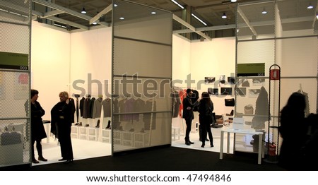 MILAN, ITALY - FEBRUARY 26: People visiting stands at Milano women\'s prêt-à-porter, autumn and winter collections February 26, 2010 in Milan, Italy.