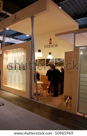 VERONA - APRIL 08: Tedeschi wines stand at Vinitaly, international wine and spirits exhibition April 08, 2010 in Verona, Italy.