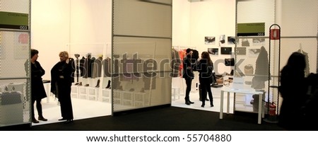 MILAN, ITALY - FEBRUARY 26: People visiting stands at Milano women\'s prêt-à-porter, autumn and winter collections February 26, 2010 in Milan, Italy.
