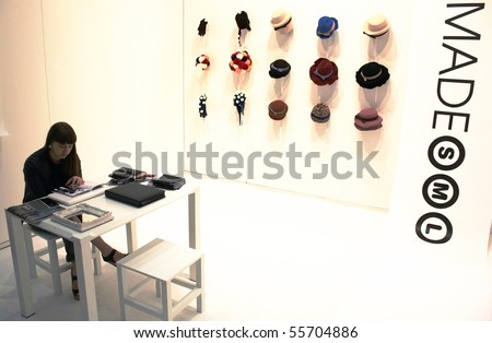 MILAN, ITALY - FEBRUARY 26: Hats exhibition at Milano women\'s prêt-à-porter, autumn and winter collections February 26, 2010 in Milan, Italy.