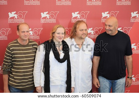 VENICE, ITALY - SEPTEMBER 04: Director Aleksei Fedorchenko poses for photographers with Silent Souls actors at 67th Venice Film Festival September 04, 2010 in Venice, Italy.