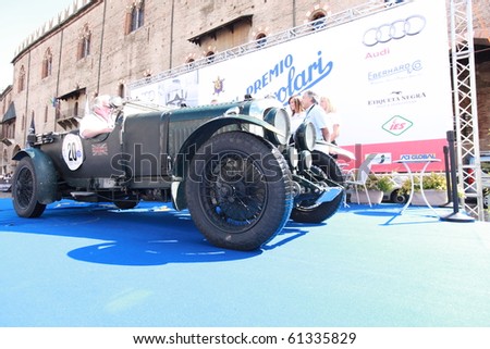 MANTUA, ITALY - SEPTEMBER 19: A 1928 Bentley parades at a veteran cars event Gran Premio Nuvolari in honor of famous Italian car champion Tazio Nuvolari September 19, 2010 in Mantua, Italy.