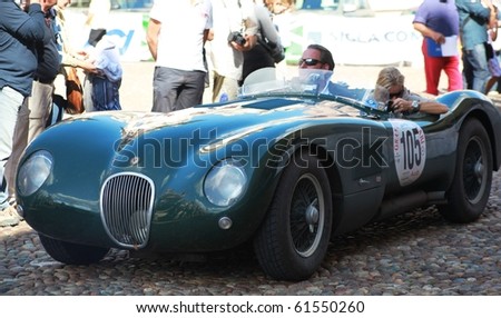 stock photo : MANTUA, ITALY - SEPTEMBER 19: A 1953 Jaguar XK 120 C