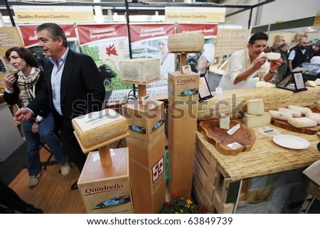 TORINO, ITALY - OCT. 24: People visit Salone del Gusto, international fair of tastes and slow food on October 24, 2010 in Torino, Italy.