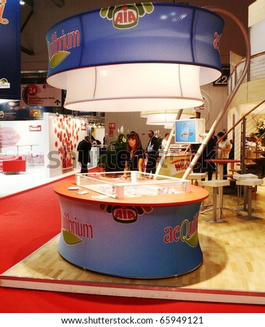 MILAN, ITALY - JUNE 10: Aia info point stand at Tuttofood 2009, World Food Exhibition June 10, 2009 in Milan, Italy.