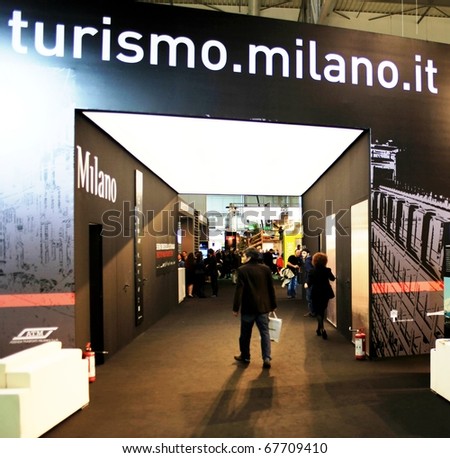 MILAN, ITALY - FEBRUARY 20: People enter BIT, International Tourism Exchange Exhibition February 20, 2010 in Milan, Italy.