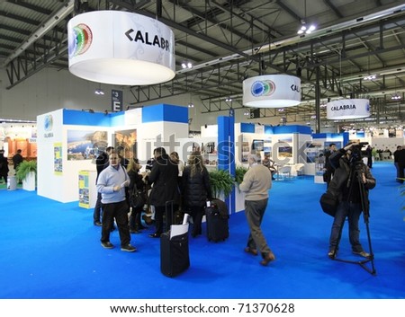 MILAN, ITALY - FEBRUARY 17: People visiting Calabria regional tourism area, Italian pavilion at BIT, International Tourism Exchange Exhibition February 17, 2011 in Milan, Italy.