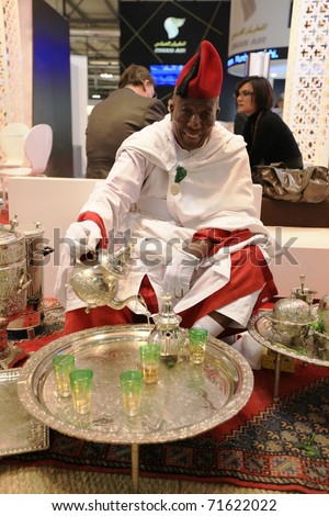 MILAN, ITALY - FEBRUARY 17: Morocco tea break at the World pavilion at BIT, International Tourism Exchange Exhibition on February 17, 2011 in Milan, Italy.