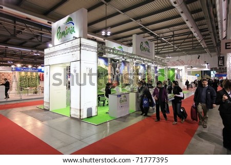 MILAN, ITALY - FEBRUARY 17: People enter the  Italy pavilion at BIT, International Tourism Exchange Exhibition on February 17, 2011 in Milan, Italy.