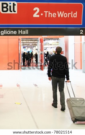 MILAN, ITALY - FEBRUARY 17: Entering international expo pavilions at BIT, International Tourism Exchange Exhibition on February 17, 2011 in Milan, Italy.