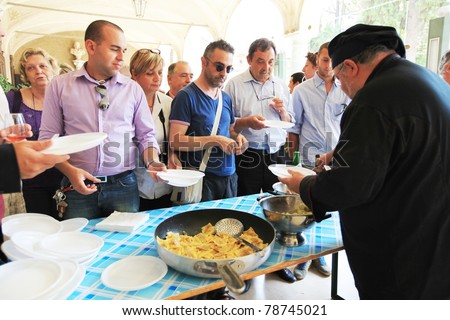 MANTOVA, ITALY - JUNE 14: People visit Golosaria, national fair of food and gastronomy culture June 14, 2010 in Mantova, Italy.