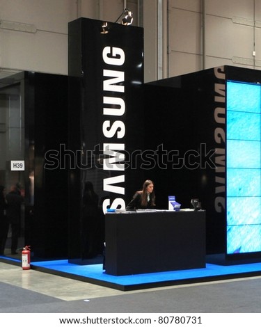 MILAN, ITALY - OCT. 20: People visit Samsung products stands at SMAU, international fair of business intelligence and information technology October 20, 2010 in Milan, Italy.