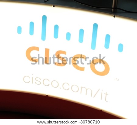 MILAN, ITALY - OCT. 20: Close-up of Cisco products brand at SMAU, international fair of business intelligence and information technology October 20, 2010 in Milan, Italy.
