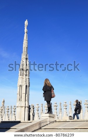 Gothic spires and people