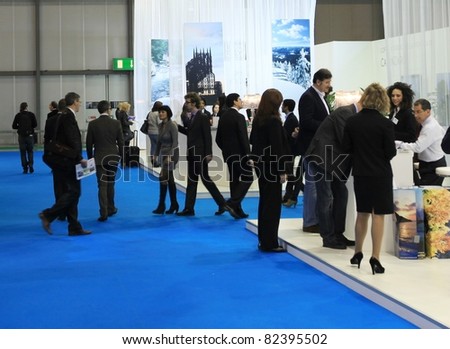 MILAN, ITALY - FEBRUARY 17: People visit regional tourism stands, Italy pavilion at BIT, International Tourism Exchange Exhibition on February 17, 2011 in Milan, Italy.