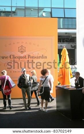 MILAN, ITALY - APRIL 20: People visit Veuve Cliquot Ponsardin area at Zona Tortona area during Fuorisalone, fashion and public design festival show April 20, 2009 in Milan, Italy.