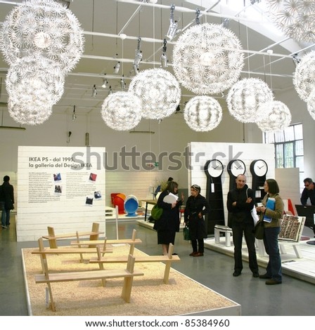 MILAN, ITALY - APRIL 20: People visit Ikea exhibition pavilion during Fuorisalone, fashion and public design festival show April 20, 2009 in Milan, Italy