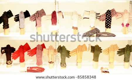 MILAN, ITALY - FEBRUARY 26: Close-up of gloves design Milano women\'s prêt-à-porter collections February 26, 2010 in Milan, Italy.