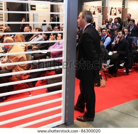 MILAN, ITALY - OCT. 20: Attending business meeting during SMAU, international fair of business intelligence and information technology October 20, 2010 in Milan, Italy.