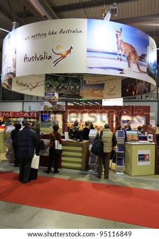 MILAN, ITALY - FEBRUARY 17: People visiting Australia tourism area at BIT, International Tourism Exchange Exhibition on February 17, 2011 in Milan, Italy.