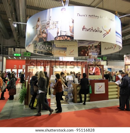 MILAN, ITALY - FEBRUARY 17: People visiting Australia tourism stand at BIT, International Tourism Exchange Exhibition on February 17, 2011 in Milan, Italy.
