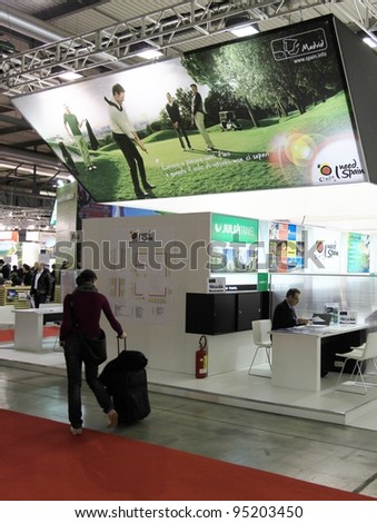 MILAN, ITALY - FEBRUARY 17: People visiting Spain tourism area at BIT, International Tourism Exchange Exhibition on February 17, 2011 in Milan, Italy.